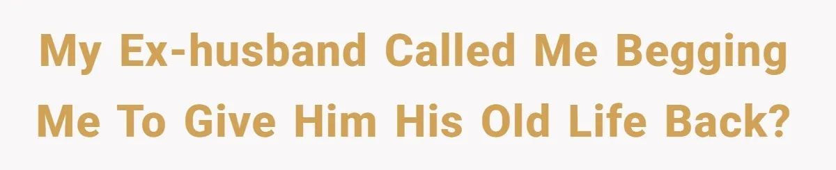 My ex-husband called me begging me to give him his old life back?