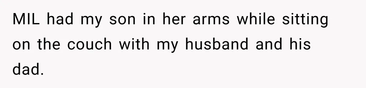 MIL had my son in her arms while sitting on the couch with my husband and his dad.