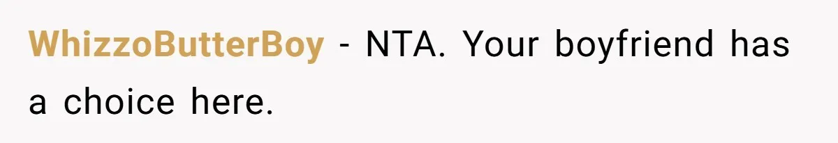 WhizzoButterBoy − NTA. Your boyfriend has a choice here.