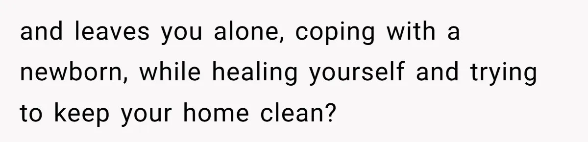 and leaves you alone, coping with a newborn, while healing yourself and trying to keep your home clean?