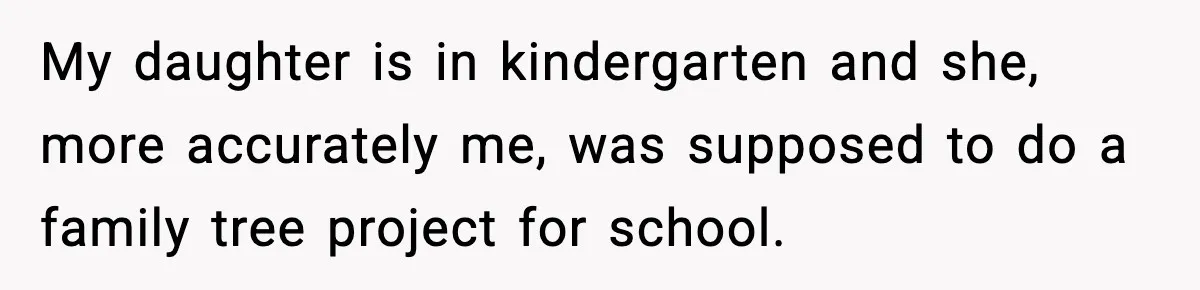 My daughter is in kindergarten and she, more accurately me, was supposed to do a family tree project for school.