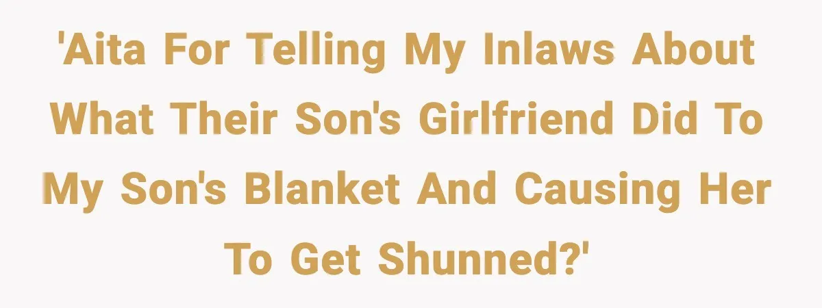 'AITA for telling my inlaws about what their son's girlfriend did to my son's blanket and causing her to get shunned?'