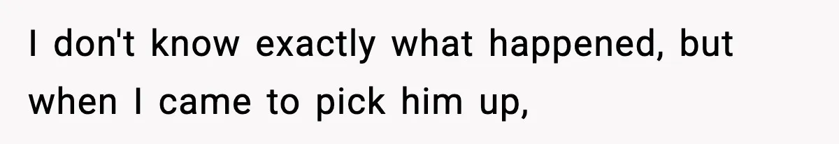 I don't know exactly what happened, but when I came to pick him up,