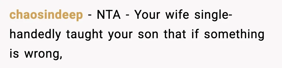 chaosindeep − NTA - Your wife single-handedly taught your son that if something is wrong,