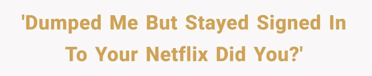 'Dumped me but stayed signed in to your netflix did you?'