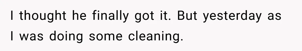 I thought he finally got it. But yesterday as I was doing some cleaning.