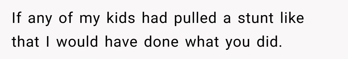 If any of my kids had pulled a stunt like that I would have done what you did.