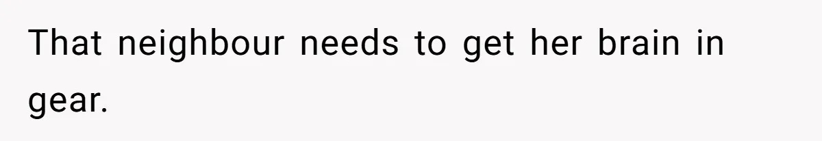 That neighbour needs to get her brain in gear.
