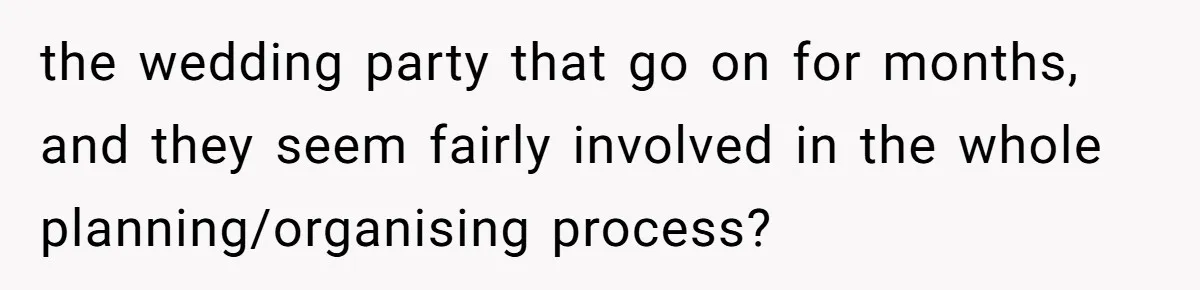 the wedding party that go on for months, and they seem fairly involved in the whole planning/organising process?