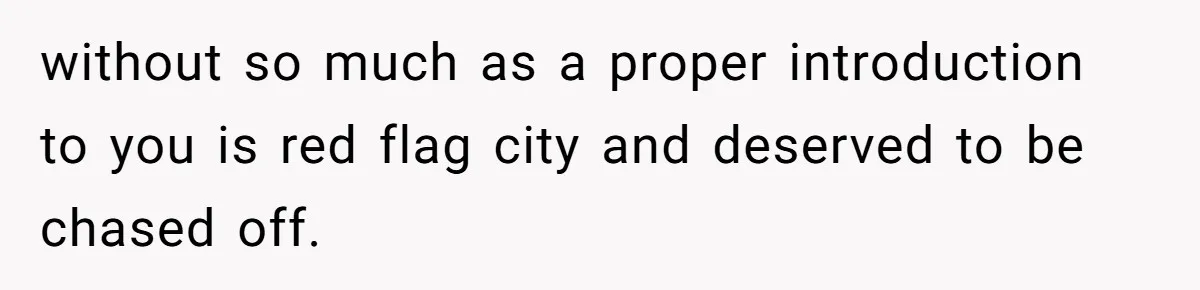 without so much as a proper introduction to you is red flag city and deserved to be chased off.
