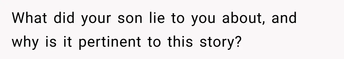 What did your son lie to you about, and why is it pertinent to this story?