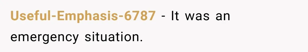 Useful-Emphasis-6787 − It was an emergency situation.