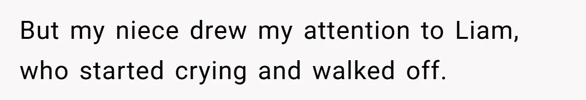 But my niece drew my attention to Liam, who started crying and walked off.