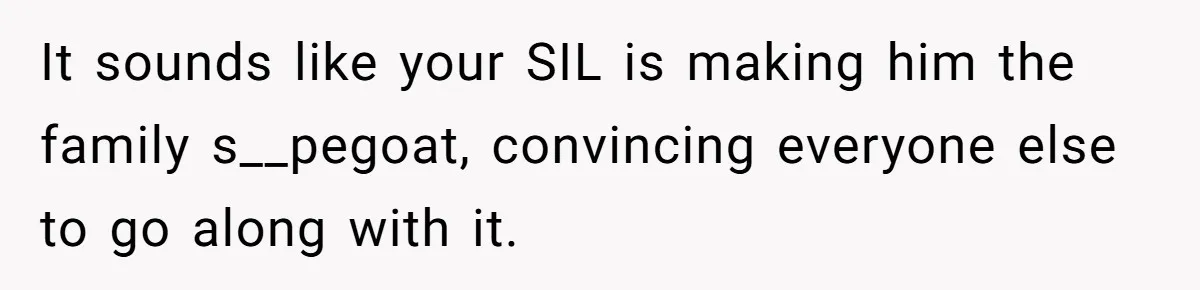 It sounds like your SIL is making him the family s__pegoat, convincing everyone else to go along with it.