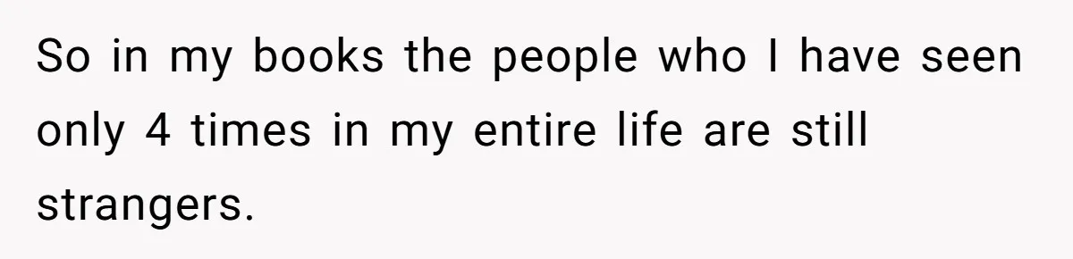 So in my books the people who I have seen only 4 times in my entire life are still strangers.