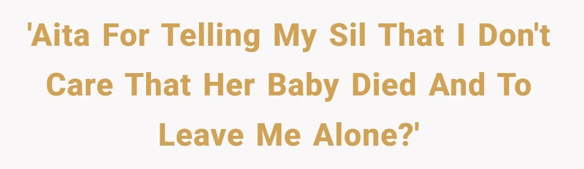 'AITA for telling my SIL that I don't care that her baby died and to leave me alone?'