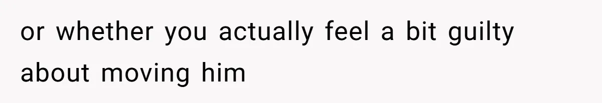 or whether you actually feel a bit guilty about moving him