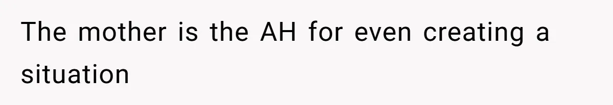 The mother is the AH for even creating a situation