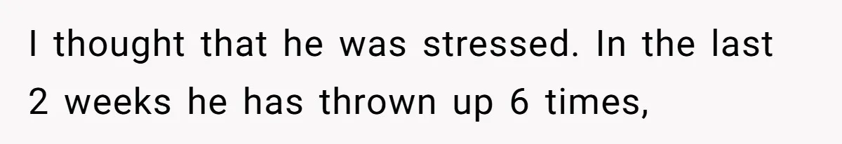 I thought that he was stressed. In the last 2 weeks he has thrown up 6 times,