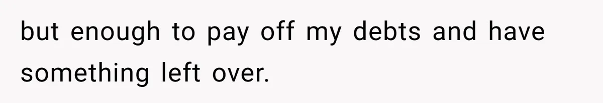 but enough to pay off my debts and have something left over.