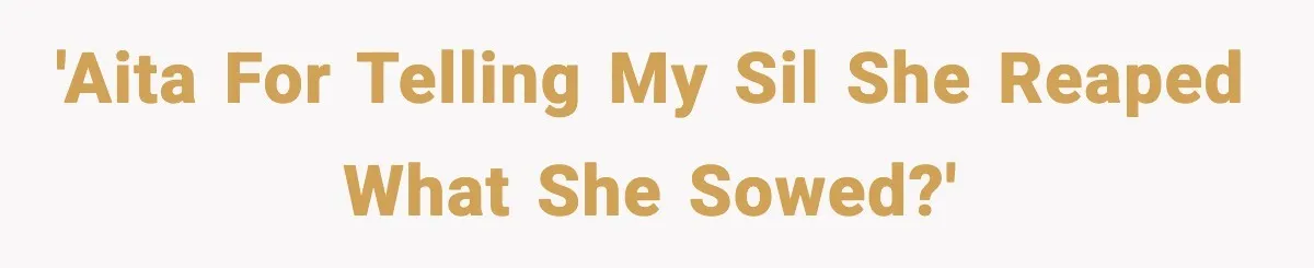 'AITA for telling my SIL she reaped what she sowed?'
