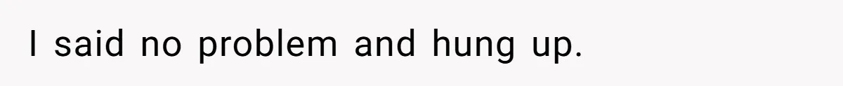 I said no problem and hung up.