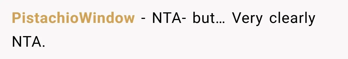 PistachioWindow − NTA- but… Very clearly NTA.