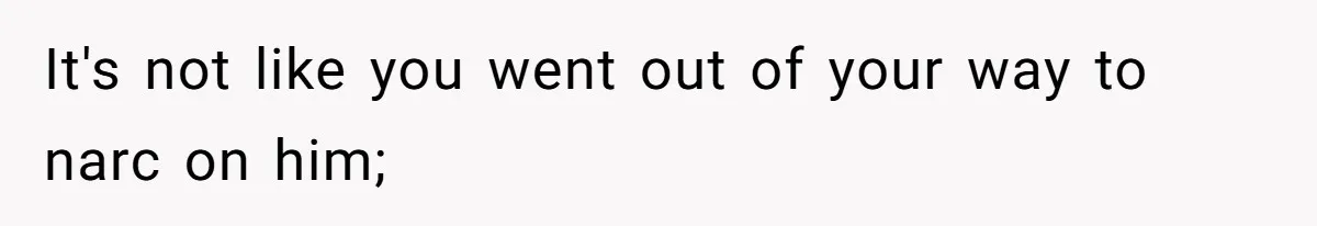 It's not like you went out of your way to narc on him;