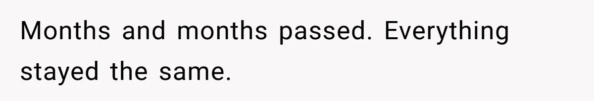 Months and months passed. Everything stayed the same.