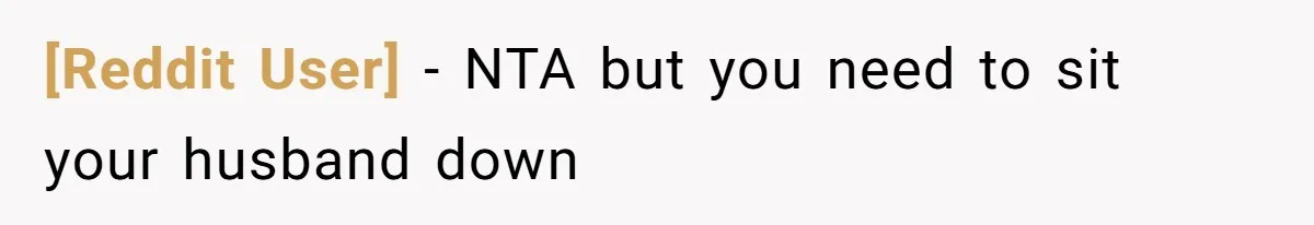 [Reddit User] − NTA but you need to sit your husband down