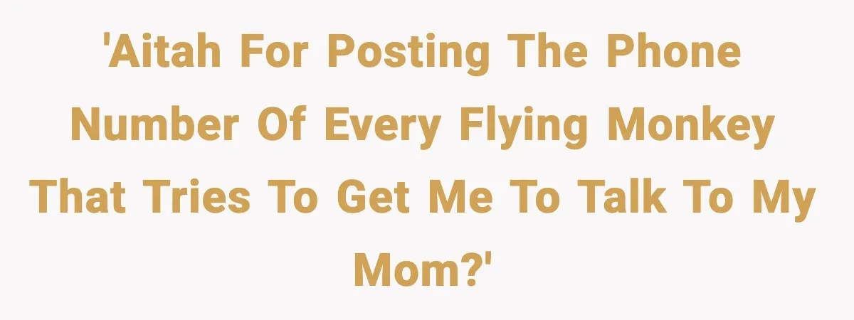 'AITAH for posting the phone number of every flying monkey that tries to get me to talk to my mom?'