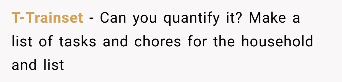 T-Trainset − Can you quantify it? Make a list of tasks and chores for the household and list