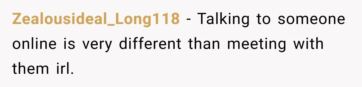 Zealousideal_Long118 − Talking to someone online is very different than meeting with them irl.