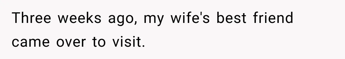 Three weeks ago, my wife's best friend came over to visit.