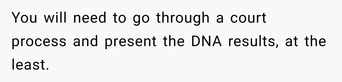 You will need to go through a court process and present the DNA results, at the least.