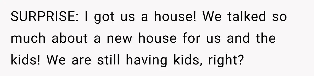 SURPRISE: I got us a house! We talked so much about a new house for us and the kids! We are still having kids, right?