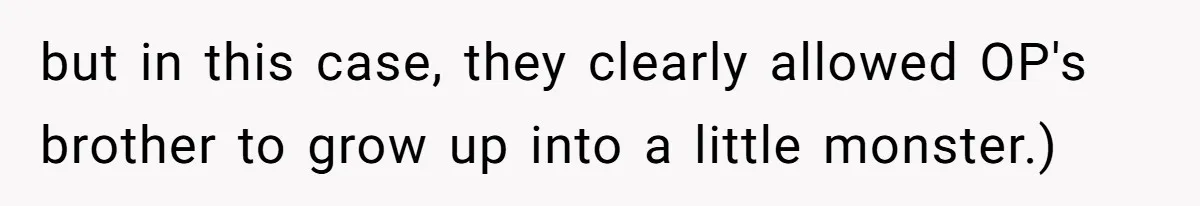 but in this case, they clearly allowed OP's brother to grow up into a little monster.)