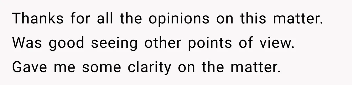 Thanks for all the opinions on this matter. Was good seeing other points of view. Gave me some clarity on the matter.