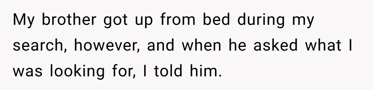 My brother got up from bed during my search, however, and when he asked what I was looking for, I told him.