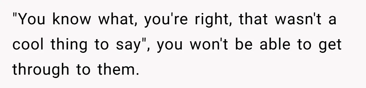 "You know what, you're right, that wasn't a cool thing to say", you won't be able to get through to them.