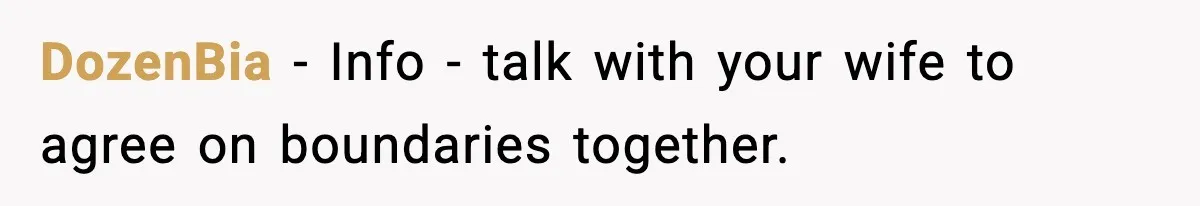 DozenBia - Info - talk with your wife to agree on boundaries together.