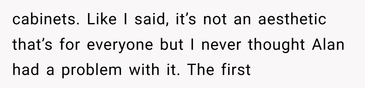 cabinets. Like I said, it’s not an aesthetic that’s for everyone but I never thought Alan had a problem with it. The first