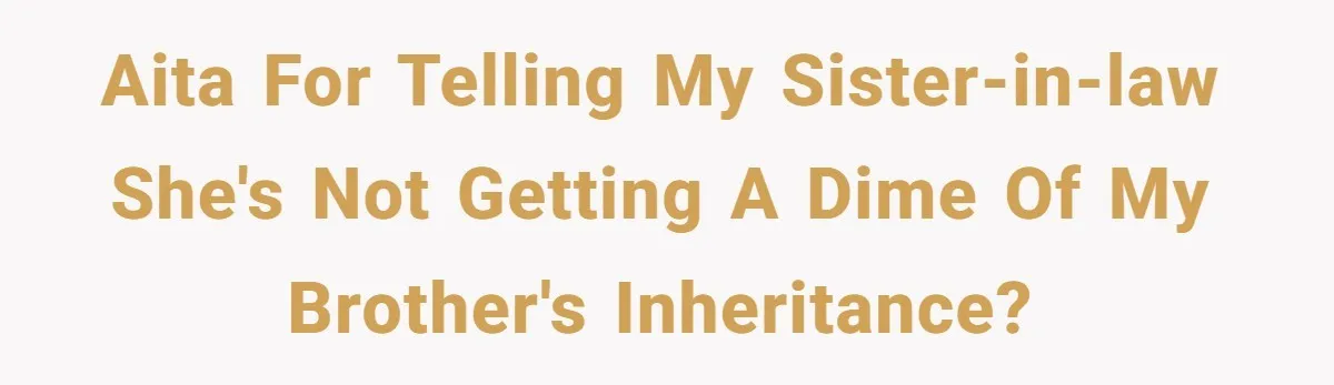 AITA for telling my sister-in-law she's not getting a dime of my brother's inheritance?
