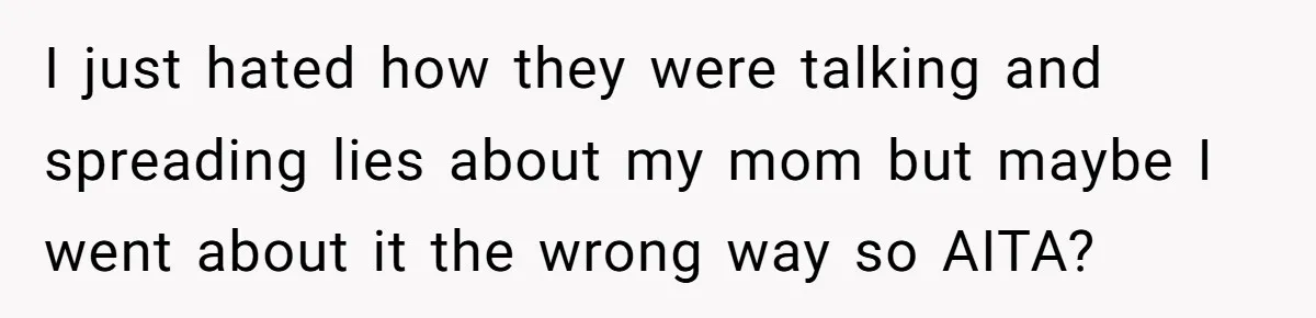 I just hated how they were talking and spreading lies about my mom but maybe I went about it the wrong way so AITA?