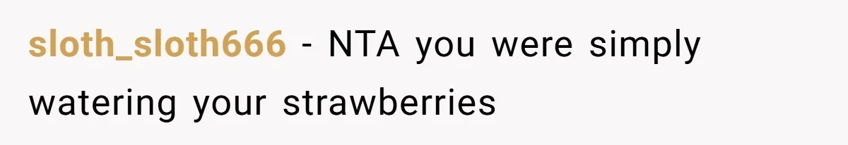 sloth_sloth666 − NTA you were simply watering your strawberries