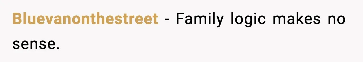 Bluevanonthestreet - Family logic makes no sense.