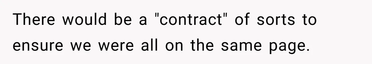 There would be a "contract" of sorts to ensure we were all on the same page.