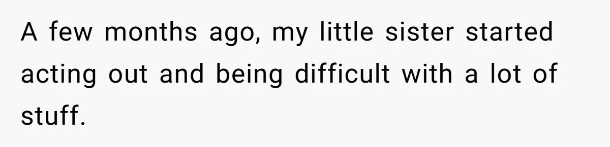 A few months ago, my little sister started acting out and being difficult with a lot of stuff.