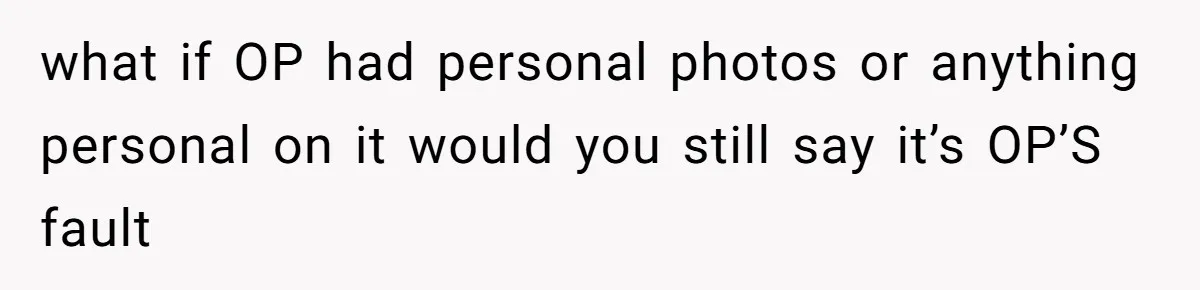 what if OP had personal photos or anything personal on it would you still say it’s OP’S fault