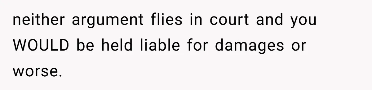 neither argument flies in court and you WOULD be held liable for damages or worse.